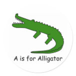 A is for Alligator Round Stickers