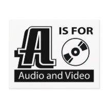 A Is For Audio and Video postcards