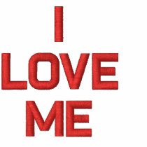 A JACKET with "I LOVE ME" on it.