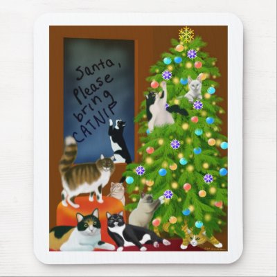 A Kitty Cat Christmas Mousepad by twopurringcats