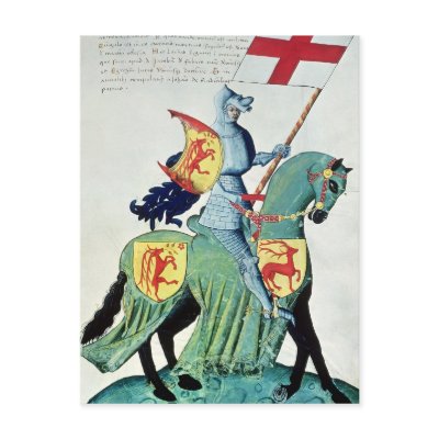 A Knight Carrying the Arms of Verona Postcard by bridgemanart