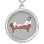 A Lady, A Cat and A Very Good Book Necklace