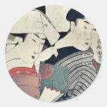 A lady in waiting and her servant Ukiyoe Round Sticker