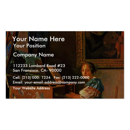 A Lady Seated At A Virginal,  By Vermeer Van Delft Business Card Templates