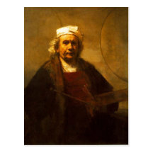 A late self protrait by Rembrandt, from a period w Post Card
