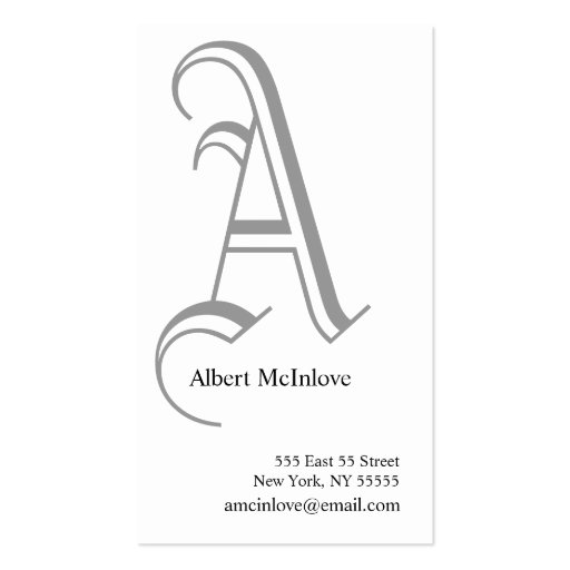A Letter Alphabet Business Card Grey (front side)