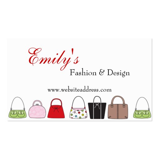A Line of Purses Design 3 Fashion Business Cards (front side)