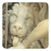 A Lion licking the foot of Daniel Sticker