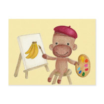 A Little Artist Socky the Sock Monkey Postcard by Princess_Monkey A Little Artist Socky the Sock Monkey Postcard