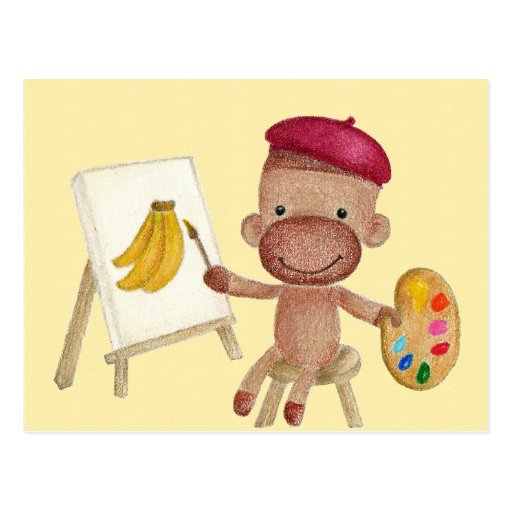 A Little Artist Socky the Sock Monkey Postcard