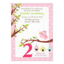 A Little Birdie Birthday Invitation (Any Age) Pink