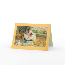 A Little Girl and Her Bunnies Easter Card by MyOtherPlanet A Little Girl and Her Bunnies Easter Card