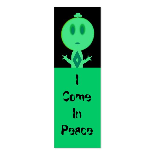 A Little Green Man, Mini Bookmarks Business Card Templates (front side)