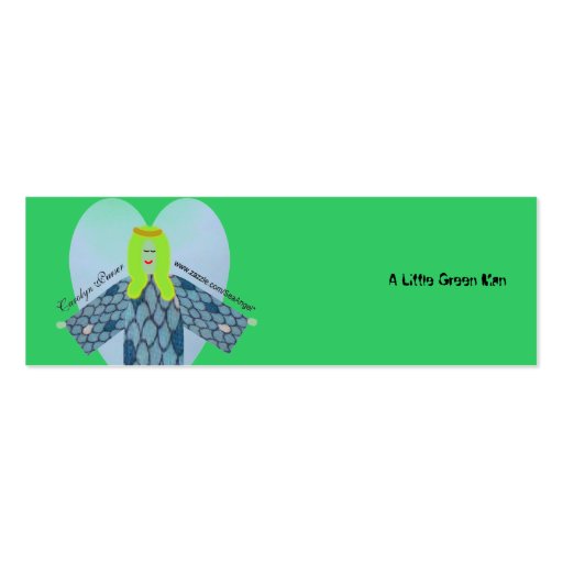 A Little Green Man, Mini Bookmarks Business Card Templates (back side)