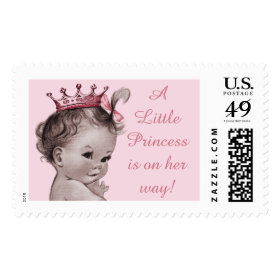 A Little Princess is on Her Way Vintage Baby Stamps