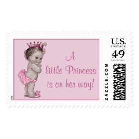 A Little Princess is on Her Way Vintage Baby Stamp