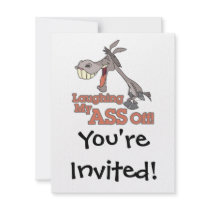 a LMAO laughing my ass off funny donkey cartoon Personalized Invite