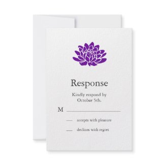 A Lotus Flower RSVP (purple) invitation