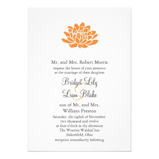 A Lotus Flower Wedding invitation (orange)