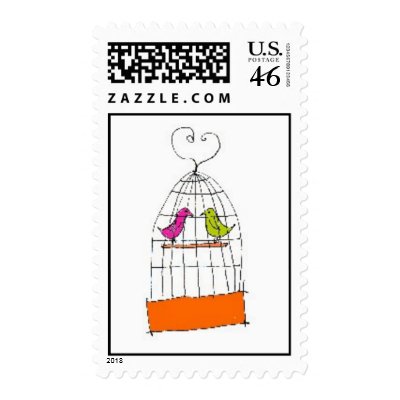 A LOVEBIRDS POSTAGE STAMPS by dewdropdesigns