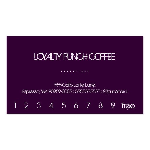 A Loyalty Coffee Punch-Card Business Cards (front side)