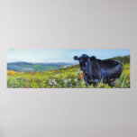 'A lunch interrupted' cow landscape painting posters