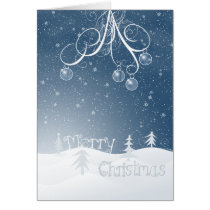 magic, magical, xmas, christmas, winter, snow, snowflakes, trees, pines, balls, swirls, hills, december, wind, snowing, night, christmas cards, best, selling, seller, best selling, creative, unique, Cartão com design gráfico personalizado