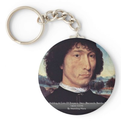 A Man Holding A Coin Of Emperor Nero Keychains by Artcollection