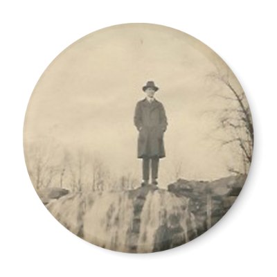 A man on a cliff refrigerator magnet by amazingvintage