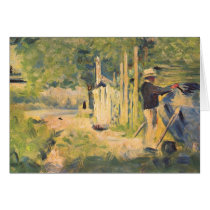 A man removes his boat by Georges Seurat Cards