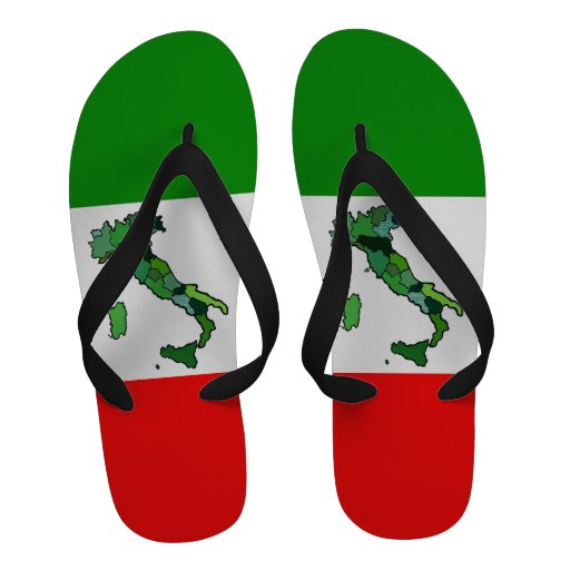 map of Italy superimposed on the Italian flag. Flip Flops