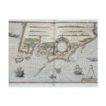 A Map of the coastline of Brittany, 1588 Postcard