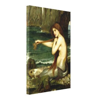 A Mermaid (1901) ~ John William Waterhouse Stretched Canvas Print