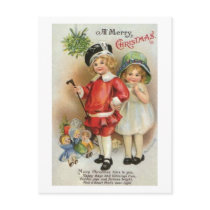 A Merry Christmas Boy and Girl Card postcards by vintagegiftmall A Merry Christmas Boy and Girl Card postcards