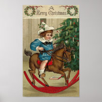 A Merry Christmas Child and Rocking Horse Print