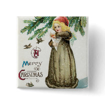 "A Merry Christmas" Girl buttons