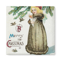 "A Merry Christmas" Girl magnets
