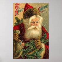 A Merry Christmas Vintage Santa Poster