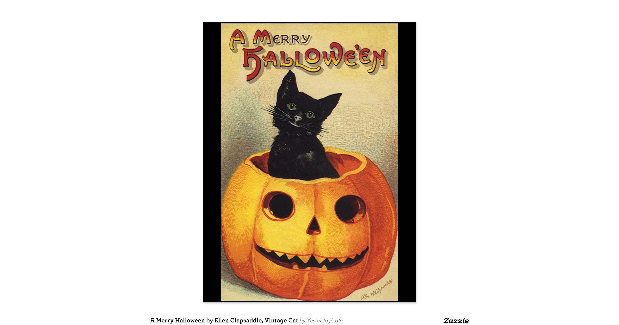 a merry halloween vintage black cat in pumpkin postcard r49b9f8c6b3d248c2a6ba5989f08154f2 vgbaq