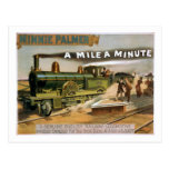 "A Mile a Minute" Vintage Theatre Train Postcard