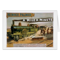 "A Mile a Minute" Vintage Theatre Train Poster cards