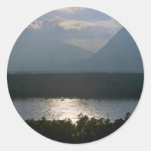 A Misty Morning Round Stickers