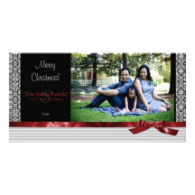 A Modern Damask Holiday Photo Card