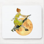A Modern Witch flies on Vacuum Cleaner to the Moon Mouse Pad