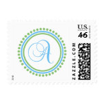 A Monogram (Blue / Mint Green Dot Circle) Stamps
