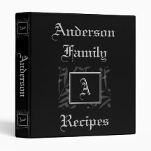 A Monogram Recipe Book Vinyl Binders