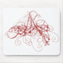 "A" Monogram Red Swirl Mousepad by mrspabody "A" Monogram Red Swirl Mousepad