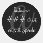 "a" monogram return address label round stickers
