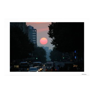 A more close up shot of Manhattanhenge - 5/31/11 Print