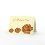 "A Mother's Love" - Peach/Bronze Rose Trio Greeting Card